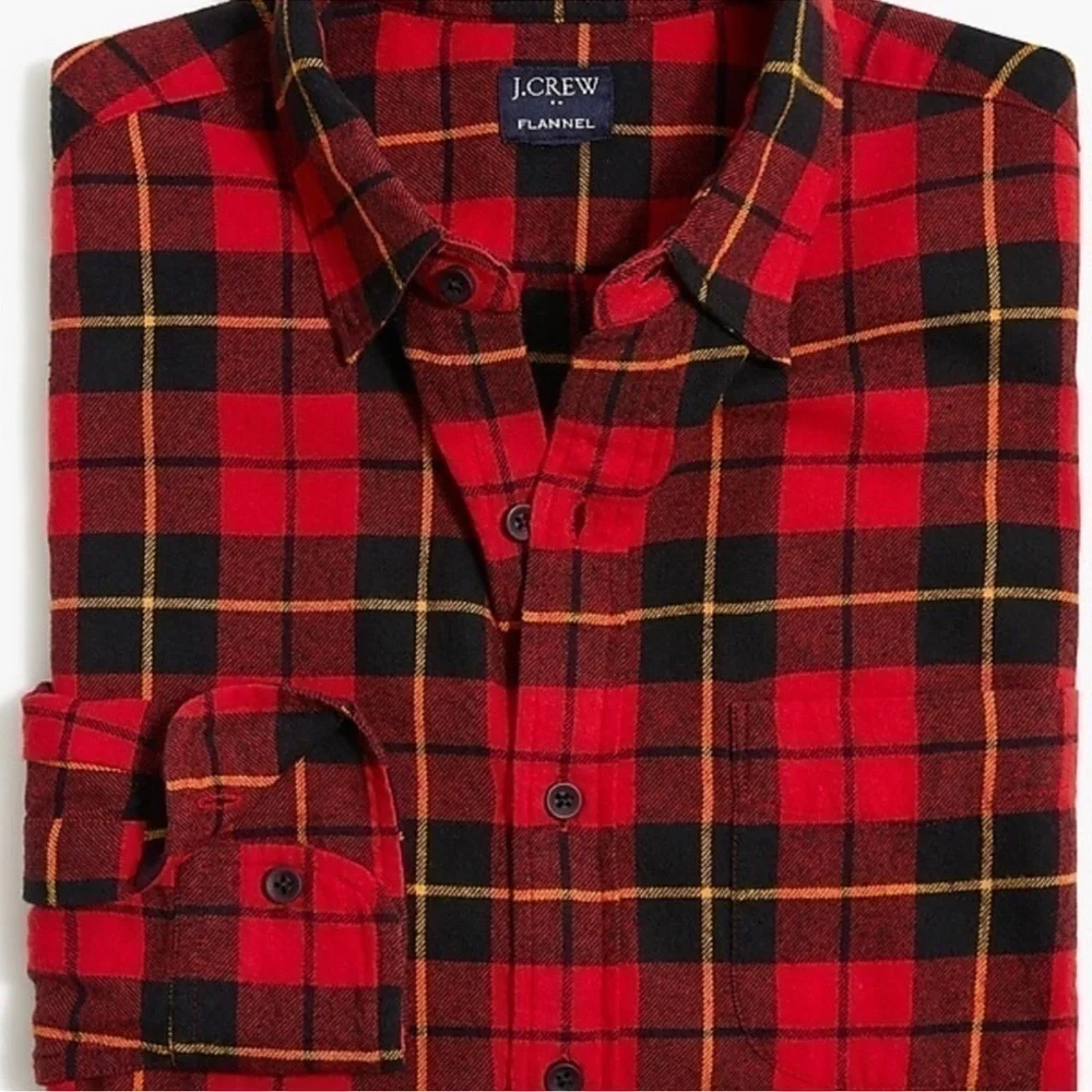 J. CREW NWT Re-imagined 100% cotton plaid flannel button down shirt size medium